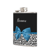 Girly Name Leopard Print  Cobalt Blue Ribbon Heupfles (Links)