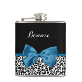 Girly Name Leopard Print  Cobalt Blue Ribbon Heupfles (Voorkant)