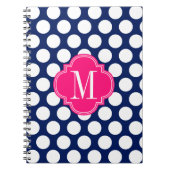Girly Navy & Pink Big Stippen Monogrammed Notitieboek (Voorkant)