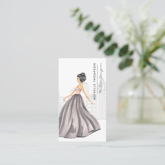 Girly New York Mode Designer Visitekaartje (Staand voorkant)