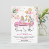 Girly Oerwoud Safari Animals Baby shower per post Kaart (Staand voorkant)