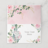 Girly Olifant Roze Bloemen Rozen Eten Label (Buitenkant ongevouwen)