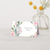 Girly Olifant Roze Bloemen Rozen Eten Label (Voorkant)