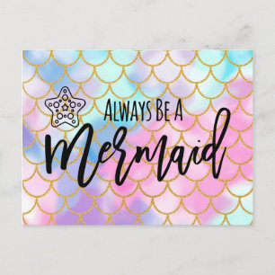 Girly Ombre Gold Glitter is altijd een zeemeermin Briefkaart