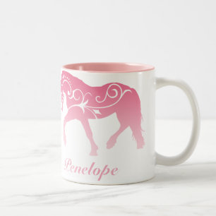 Girly Ombre Horse Silhouette Tweekleurige Koffiemok