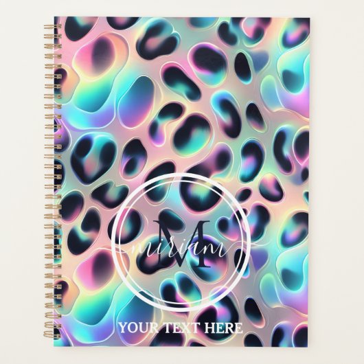 Girly Opal Leopard Print Office School Planner (Voorkant)