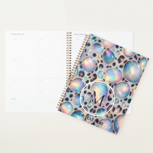 Girly Opal Leopard Print Office School Planner (Display)