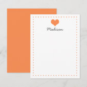 Girly Oranje Hart Gepersonaliseerde briefpapier Kaart (Voorkant / Achterkant)