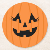 Girly Oranje Jack O Lantern Pumpkin Face Halloween Ronde Kartonnen Onderzetter (Voorkant)