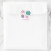 Girly Outer Space Waterverf Planet 1e verjaardag Ronde Sticker (Tas)