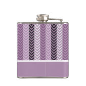 Girly Paars Chevron Stripes Pattern met naam Heupfles (Achterkant)