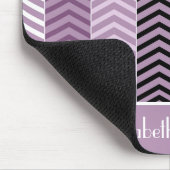 Girly Paars Chevron Stripes Pattern met naam Muismat (Hoek)