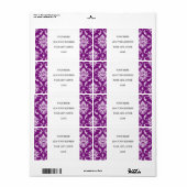 Girly Paars Damask Pattern Etiket (Full Sheet)