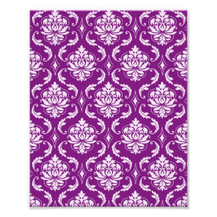 Girly Paars Damask Pattern Foto Afdruk