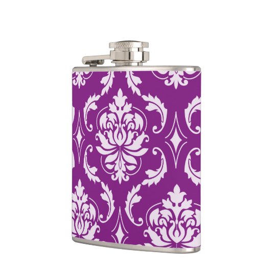 Girly Paars Damask Pattern Heupfles (Links)