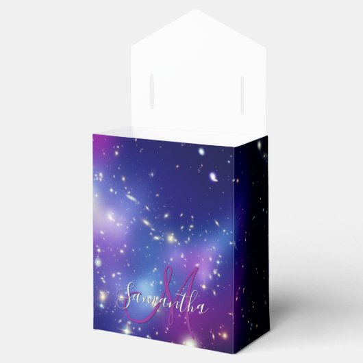 Girly Paars Galaxy Celestial Monogram Bedankdoosjes (Geopend)
