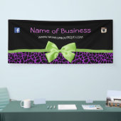 Girly Paars Giraffe Print Cute Green Ribbon 6 ft Spandoek (Beurs)