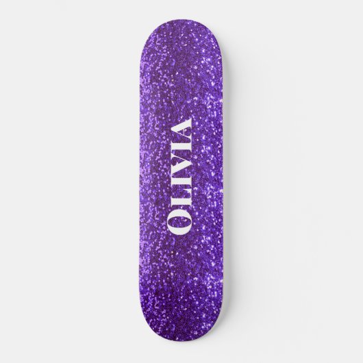 Girly Paars Glitter Glam Bling Modern Skateboard (Voorkant)