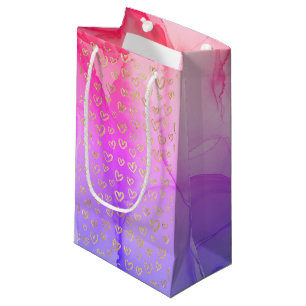 Girly Paars Gold Hearts Small Gift Bag Klein Cadeauzakje
