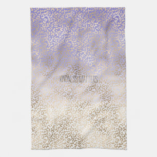 Girly Paars Gold Ombre Leopard Print Theedoek
