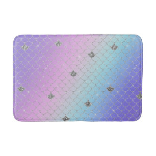 Girly Paars Pink Aqua Silver Mermaid Glitter Badmat