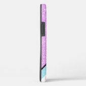 Girly Paarse Blue Glitter Stripe Case-Mate iPhone Case (Achterkant / Rechts)
