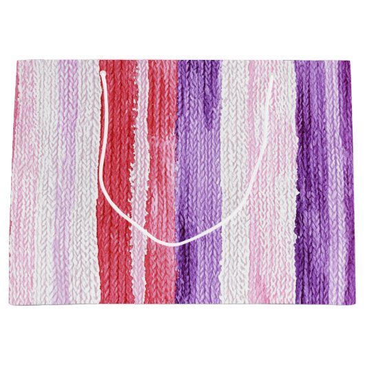 Girly Paarse Blush Roze Rode Strepen Kerst Groot Cadeauzakje (Voorkant)