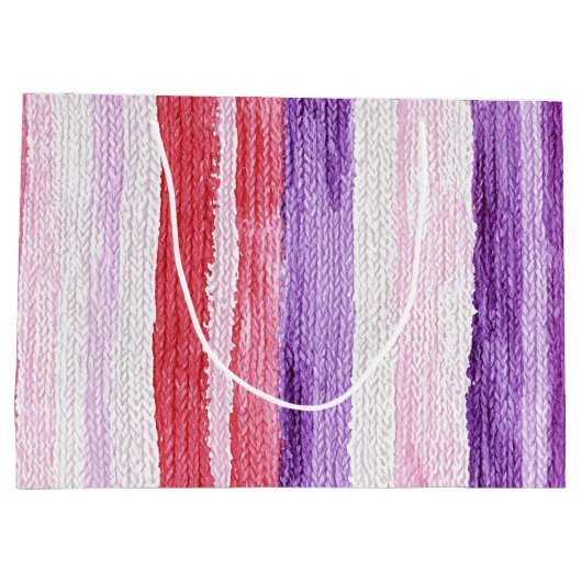 Girly Paarse Blush Roze Rode Strepen Kerst Groot Cadeauzakje (Achterkant)