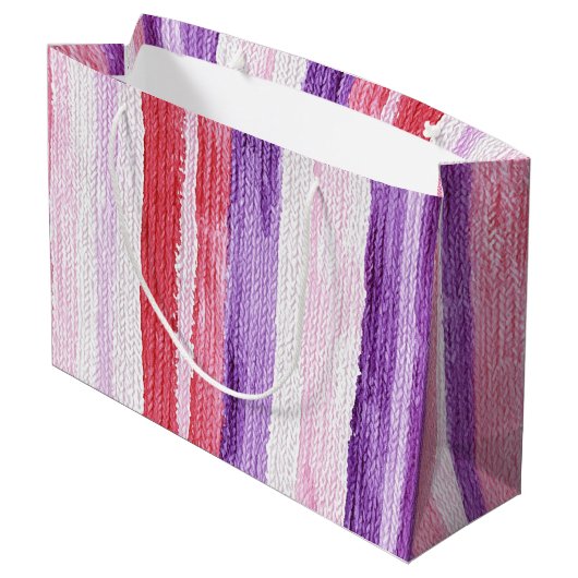 Girly Paarse Blush Roze Rode Strepen Kerst Groot Cadeauzakje (Achterkant Gekanteld)
