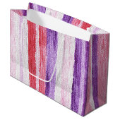 Girly Paarse Blush Roze Rode Strepen Kerst Groot Cadeauzakje (Voorkant Gekanteld)
