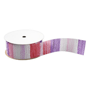 Girly Paarse Blush Roze Rode Strepen Verjaardag Grosgrain Lint
