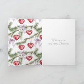 Girly Paarse Bogen Kerstboom Branches Harten Kaart (Binnen)
