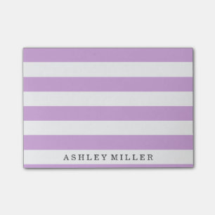 Girly Paarse Classic Stripes Monogram Opmerkingen Post-it® Notes