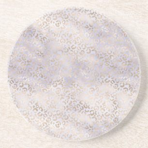 Girly Paarse Glam Gold Leopard Print Waterverf Zandsteen Onderzetter