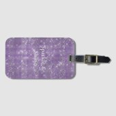 Girly Paarse Glitzy Sparkle Bagagelabel (Voorkant (horizontaal))