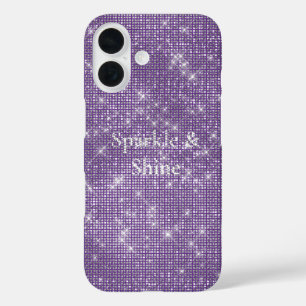 Girly Paarse Glitzy Sparkle iPhone 16 Hoesje