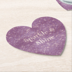 Girly Paarse Glitzy Sparkle Kartonnen Onderzetters
