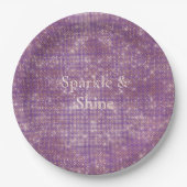 Girly Paarse Glitzy Sparkle Papieren Bordje (Voorkant)
