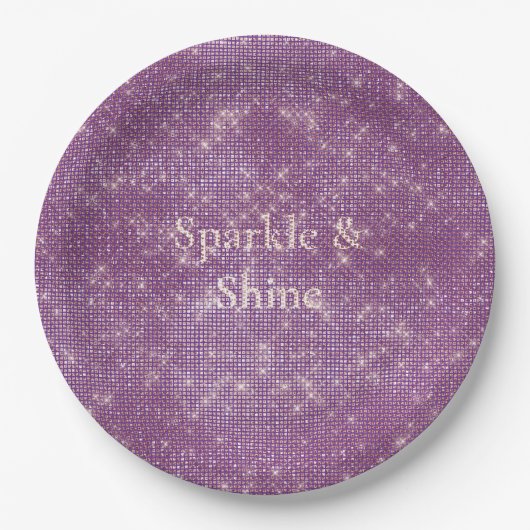 Girly Paarse Glitzy Sparkle Papieren Bordje (Voorkant)