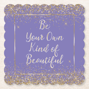 Girly Paarse gouden glitter mooie quote Kartonnen Onderzetters