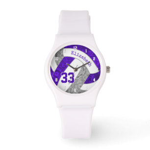 Girly paarse grijs aangepaste sport volleybal horloge