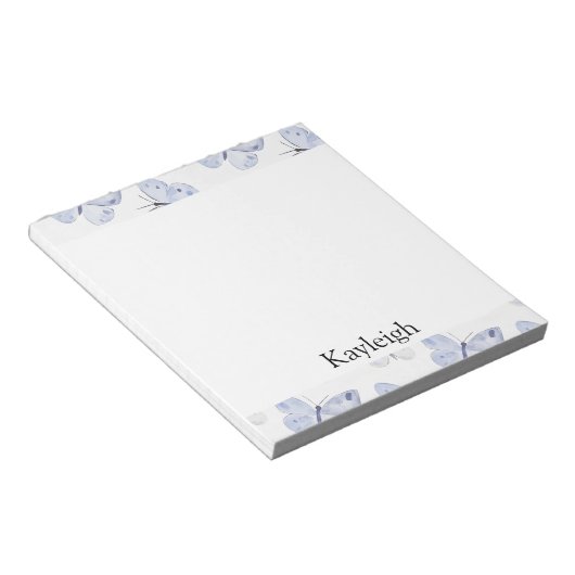 Girly Paarse lavendelvlinders Notitieblok (Schuin)