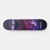 Girly Paarse Midnight Sky Tree Aangepaste naam Skateboard (Horizontaal)
