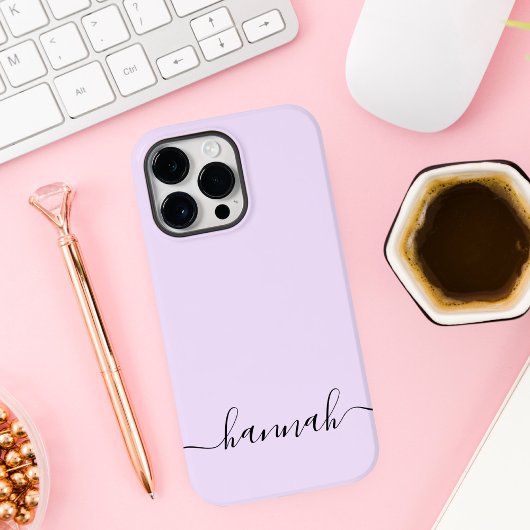 Girly Paarse Monogram Modern Script Gepersonalisee Case-Mate iPhone Case