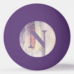 Girly paarse roze glitter sparkle initiaal monogra pingpongballen