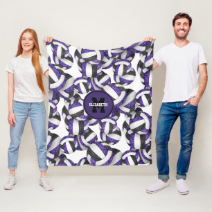 girly paarse zwarte volleybal team kleuren fleece deken