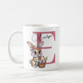 Girly Paasmand Konijn Aangepaste Naam Koffiemok (Links)