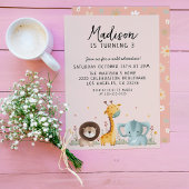 Girly Party Wild Animals Verjaardag Kaart