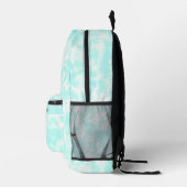 Girly Pastel Blauwgroen Blauw Wit Shibori Pattern  Bedrukte Rugzak (Rechts)