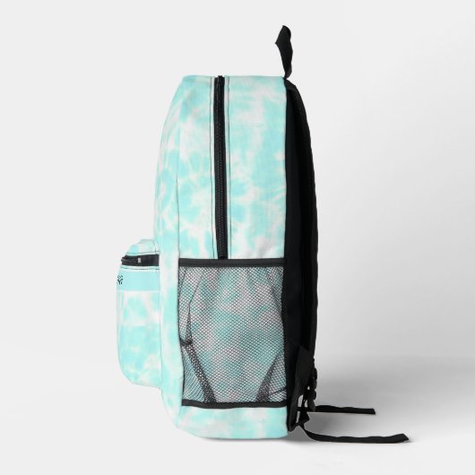 Girly Pastel Blauwgroen Blauw Wit Shibori Pattern  Bedrukte Rugzak (Rechts)